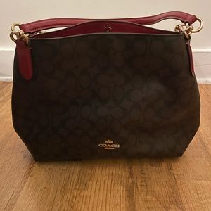 Coach logo leather tote